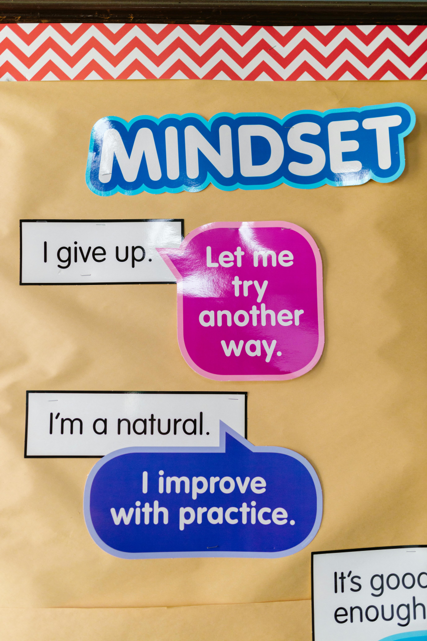 A mindset bulletin board supporting a structured learning routine for kids